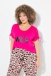 T-shirt, opschrift, oversized, ronde hals, rimpelband