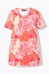 Longshirt, patchprint, A-lijn, V-hals, korte mouw