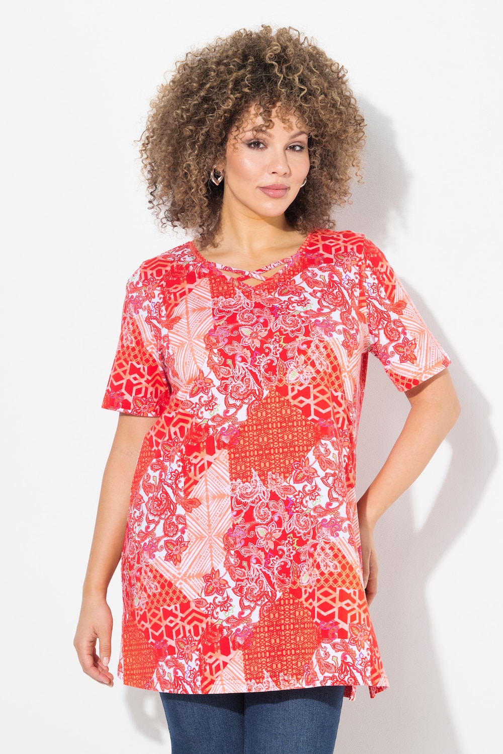 Große Größen Longshirt, Damen, orange, Größe: 42/44, Baumwolle, Ulla Popken