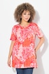 Longshirt, patchprint, A-lijn, V-hals, korte mouw