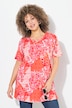 Longshirt, patchprint, A-lijn, V-hals, korte mouw