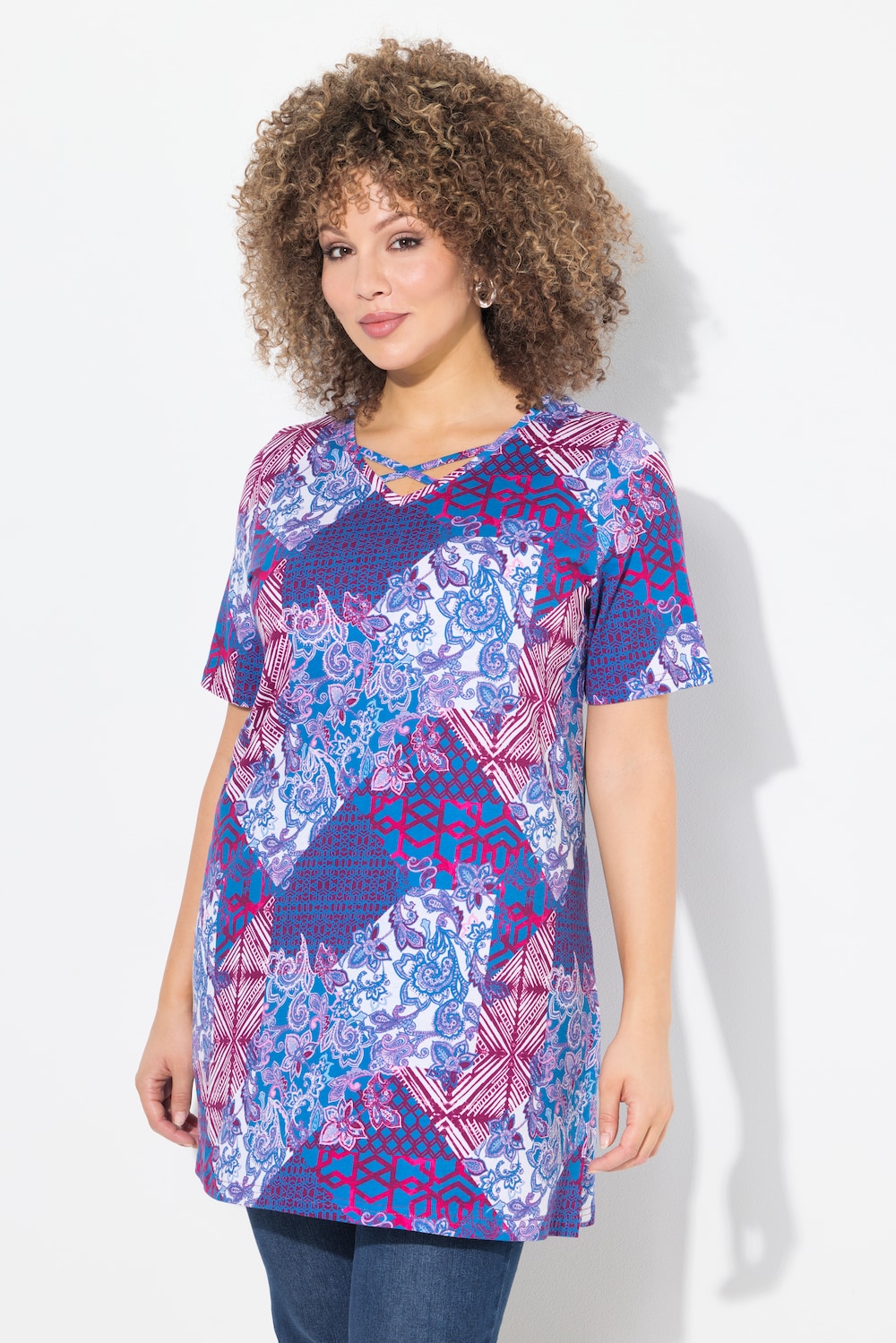 Große Größen Longshirt, Damen, rosa, Größe: 42/44, Baumwolle, Ulla Popken