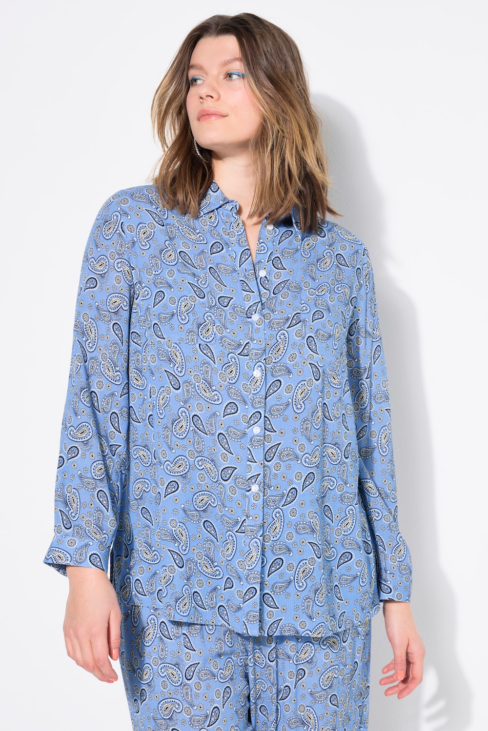 Thumbnail - Große Größen Hemdbluse, Damen, blau, Größe: 54/56, Viskose, Studio Untold