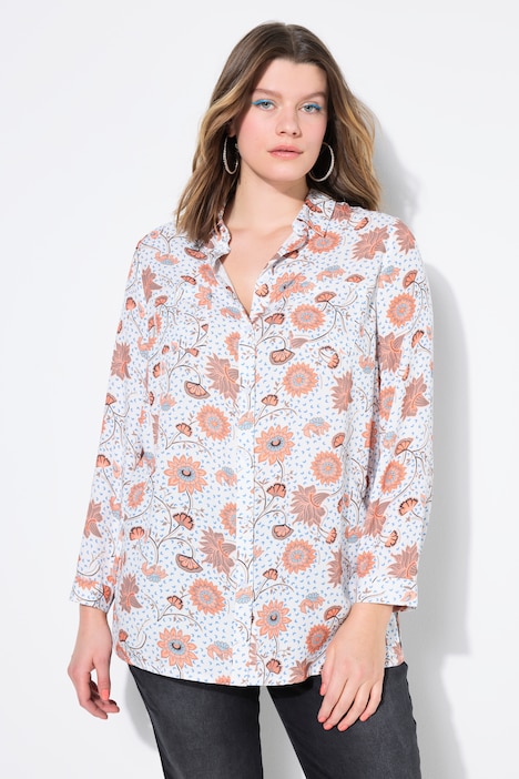 Blusa camisera, corte Boxy, estampado floral