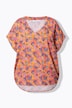 Camiseta tipo blusa, oversize, Paisley, escote en V