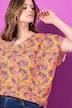 Camiseta tipo blusa, oversize, Paisley, escote en V