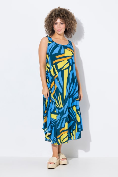 Abstract Print Sleeveless A-Line Dress