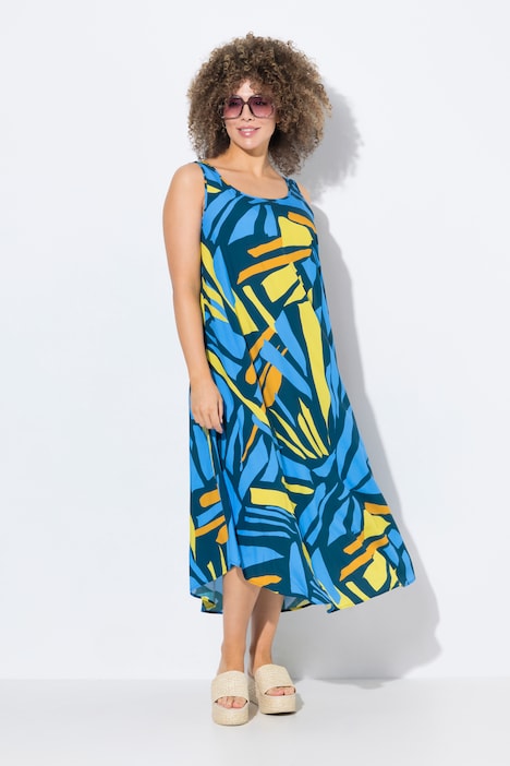 Abstract Print Sleeveless A-Line Dress