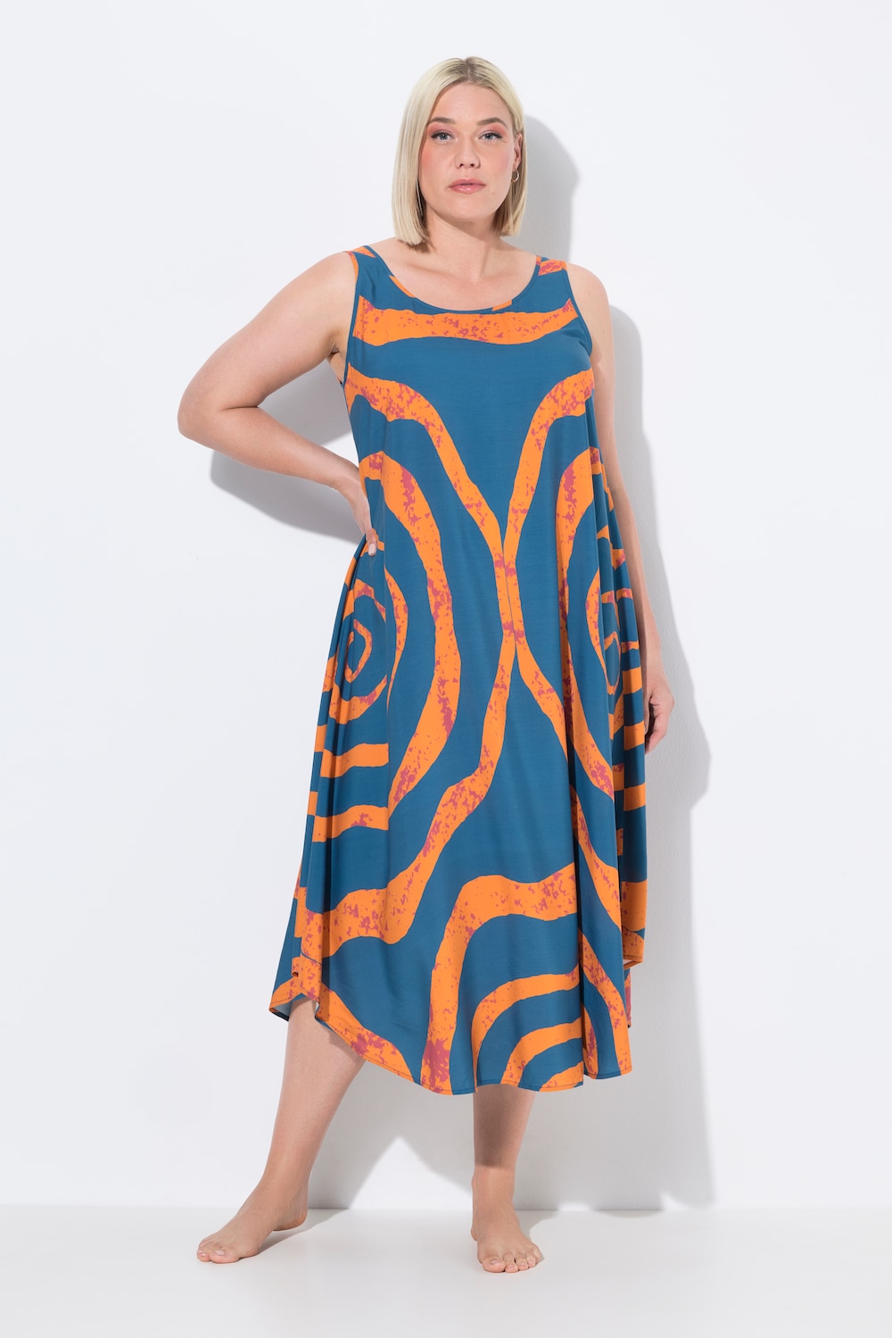 Thumbnail - Große Größen Midikleid, Damen, türkis, Größe: 50/52, Viskose, Ulla Popken