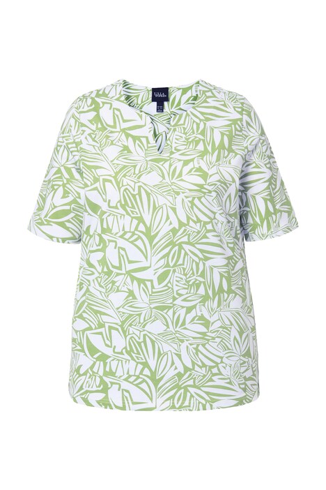 Tričko, lístky, A střih, tunikový výstřih, krátké rukávy