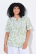 T-Shirt, Blätter, A-Linie, Tunika-Ausschnitt, Halbarm