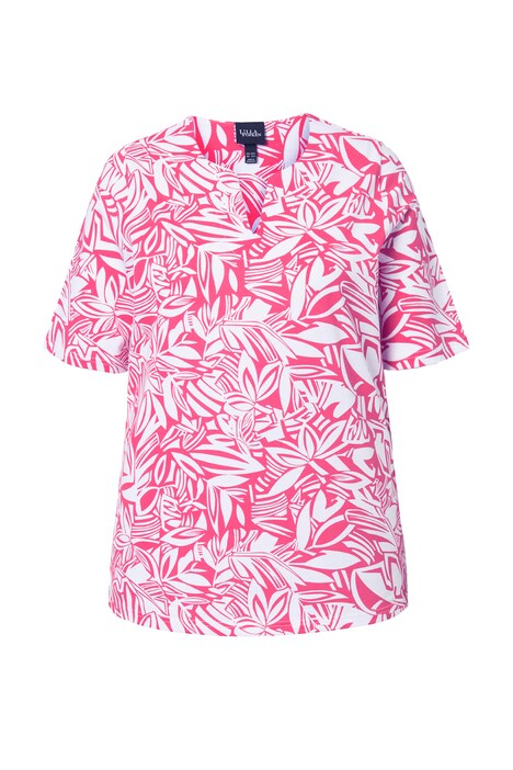 Tričko, lístky, A střih, tunikový výstřih, krátké rukávy