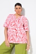 Abstract Foliage Short Sleeve Split Neck Tee