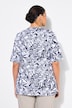 T-shirt, motif feuilles. Manches courtes et col tunisien. Coupe évasée