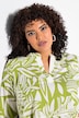 Robe midi, motif feuilles. Volants. Col tunisien et manches 3/4