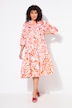 Midikleid, Blätter, Volants, Tunika-Ausschnitt, 3/4-Arm