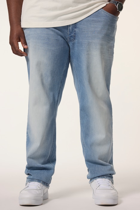 Jean STHUGE ventre confort, denim délavé, coupe Modern Straight Fit 5 poches - jusqu'à la taille 74