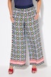 Broek, grafische print, wijde pijpen, elastische tailleband