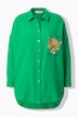 Musselinbluse, oversize, lomme med leopardlap