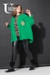 Musselinbluse, oversize, lomme med leopardlap