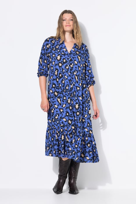 Maxi-jurk, A-lijn, mousseline, color leo