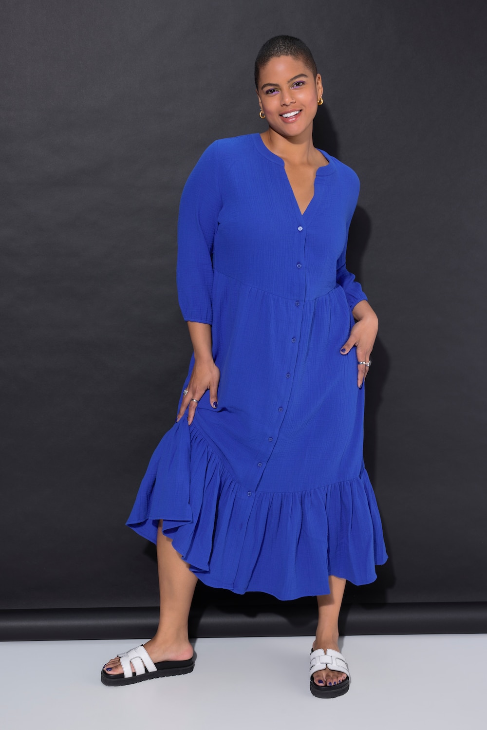Maxikleid, A-Line, Musselin