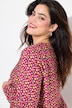 Bluse, A-form, blomsterprint, lange ærmer