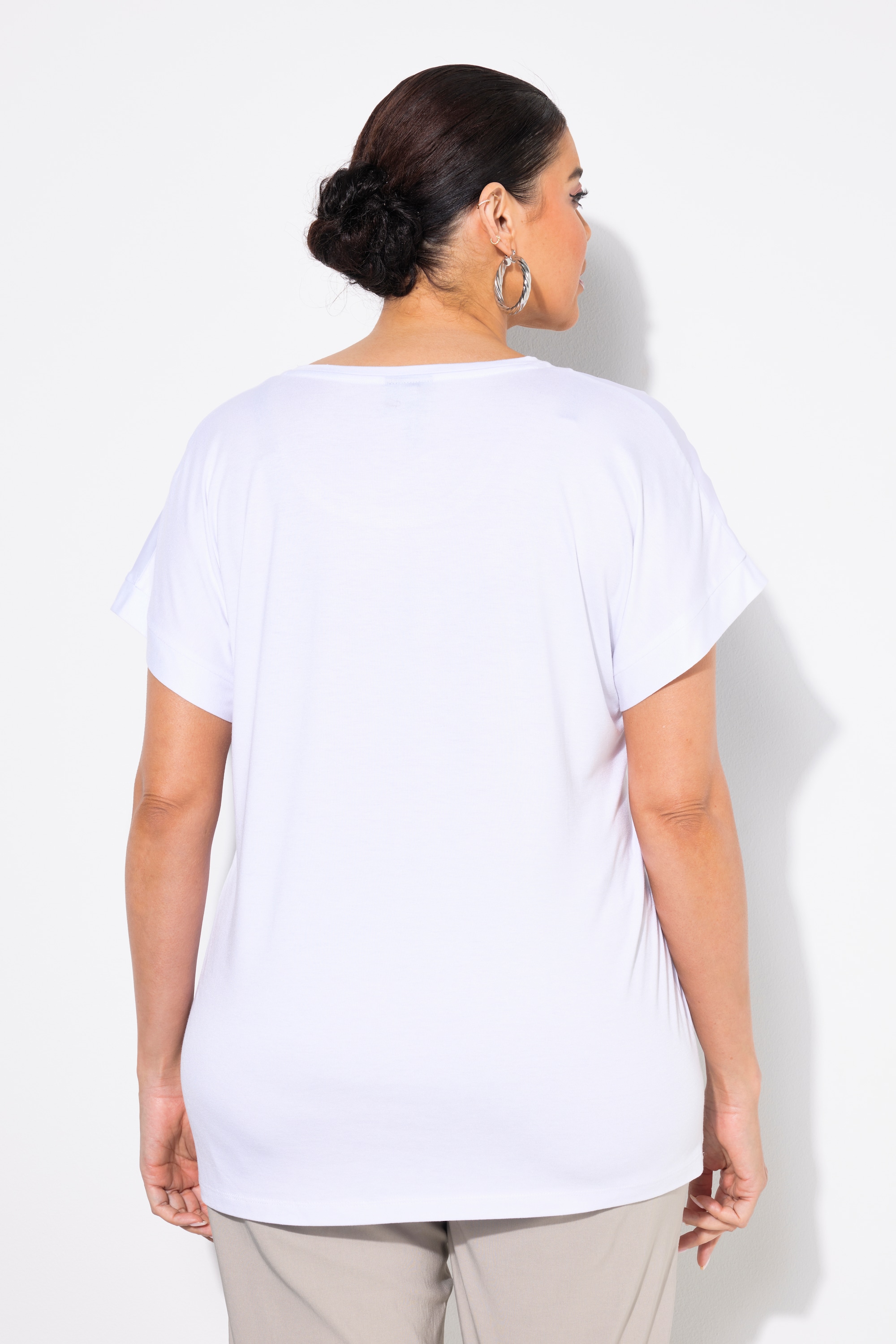 Ulla Popken Damen große Größen T Shirt Blüte Oversized Rundhals Halbarm 839038