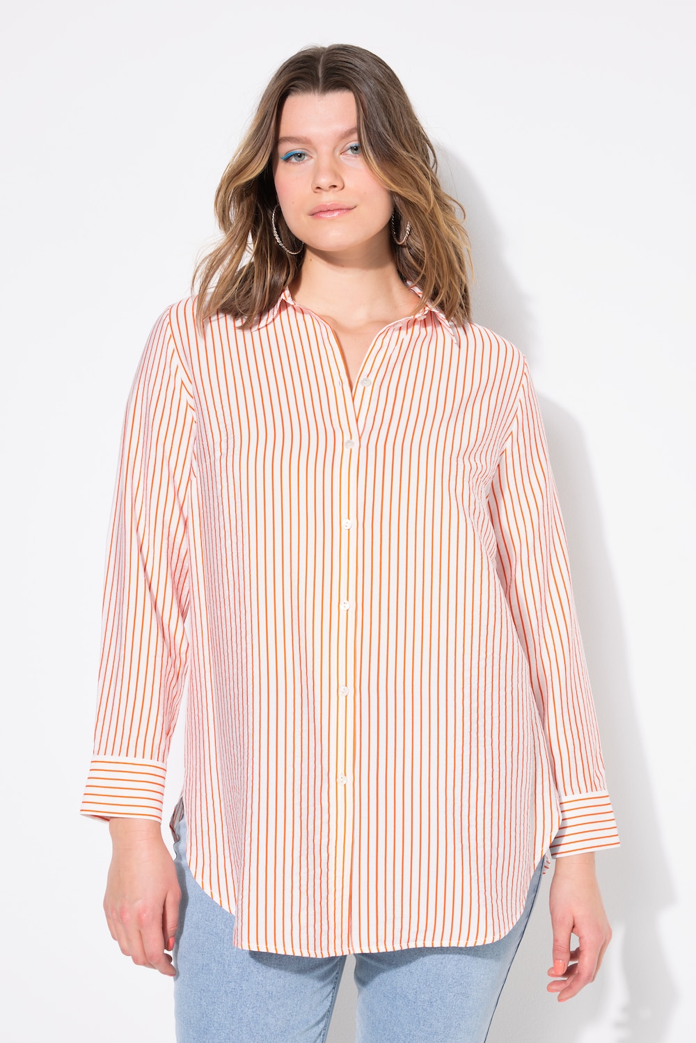 Große Größen Hemdbluse, Damen, orange, Größe: 42/44, Viskose/Synthetische Fasern, Studio Untold