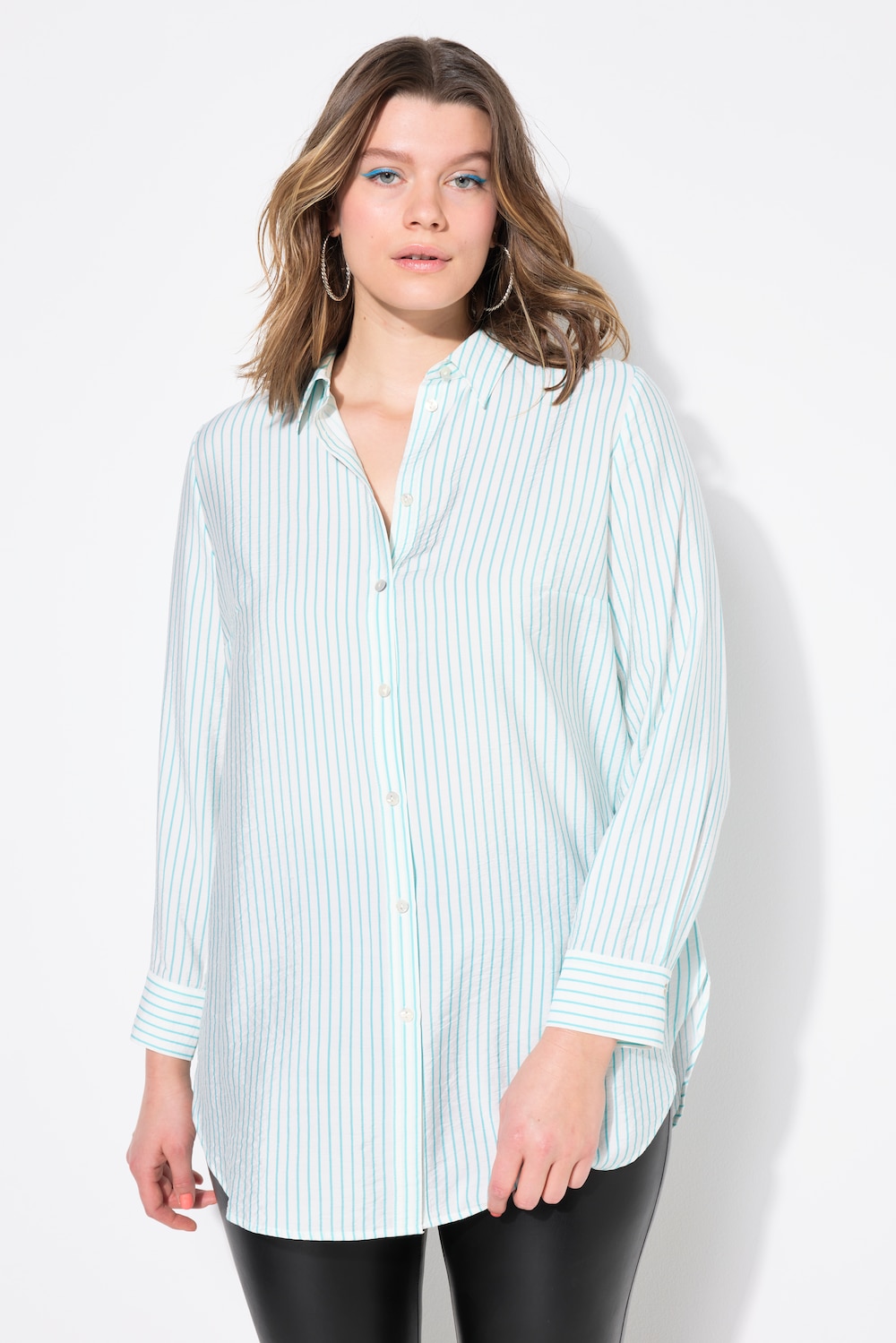 Thumbnail - Große Größen Hemdbluse, Damen, türkis, Größe: 54/56, Viskose/Synthetische Fasern, Studio Untold