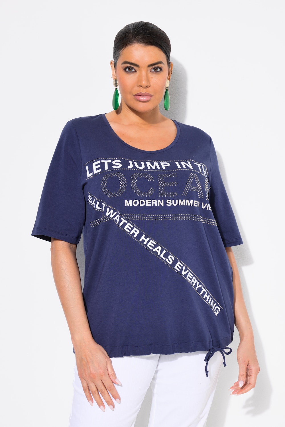 Thumbnail - Große Größen T-Shirt, Damen, blau, Größe: 42/44, Baumwolle, Ulla Popken