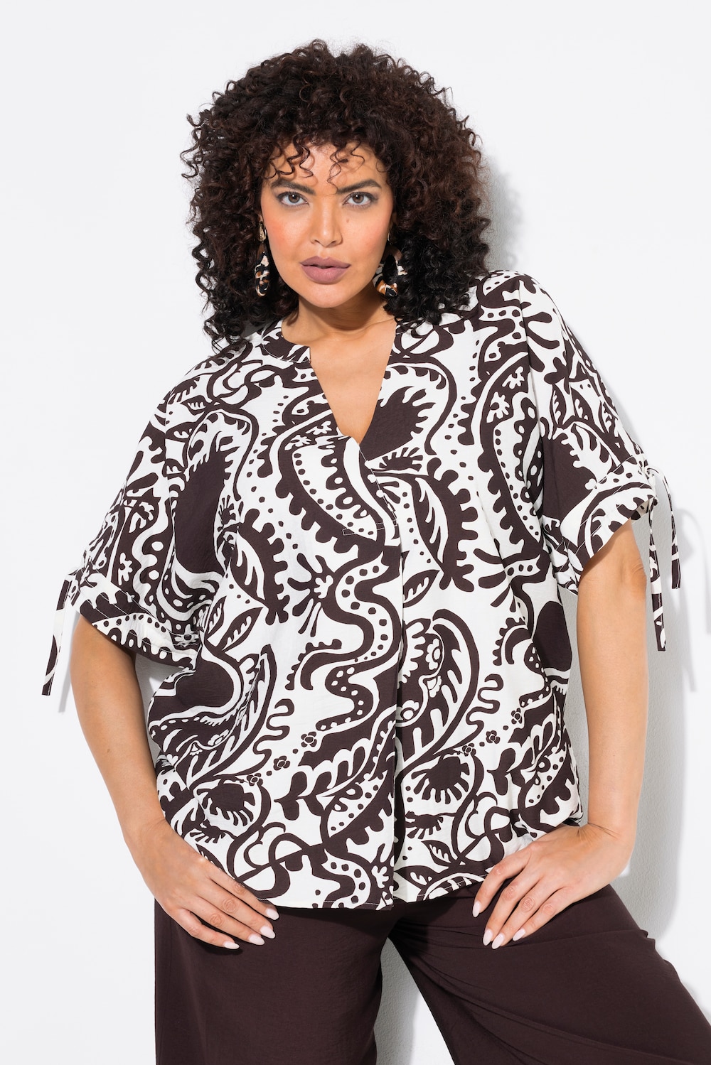 Große Größen Bluse, Damen, braun, Größe: 54/56, Viskose/Synthetische Fasern, Ulla Popken