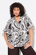 Blusa, Paisley, escote en V, pliegues decorativos, media manga