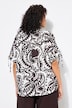 Blusa, Paisley, escote en V, pliegues decorativos, media manga