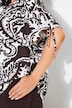 Blusa, Paisley, escote en V, pliegues decorativos, media manga