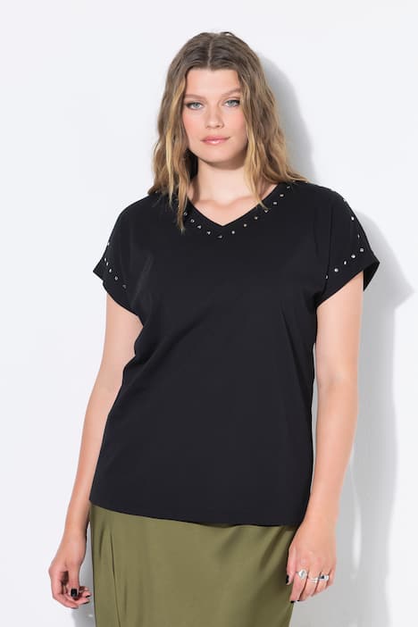 T-Shirt, oversized, Nieten, acid washed