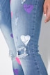 Jeans, straight fit, neonhartjes, destroyed effecten