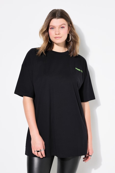 T-Shirt, oversized, Neon-Print auf dem Rücken