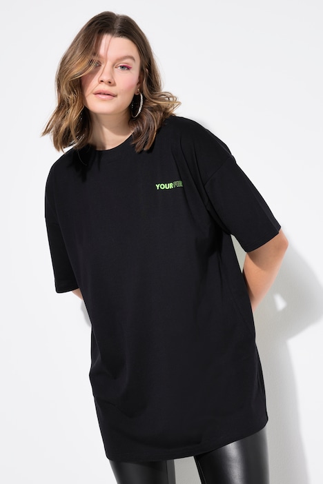 T-shirt, oversized, neonprint bagpå.