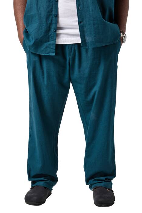 Natahovací kalhoty STHUGE, lněná směs, elastický pas, do 8XL