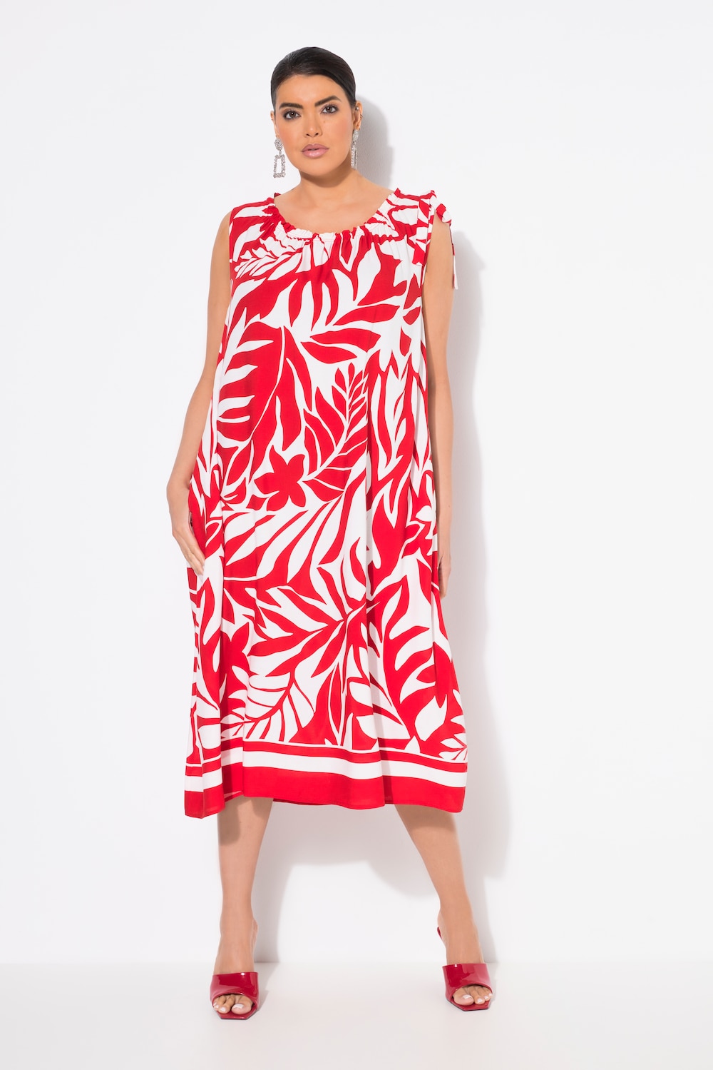 Thumbnail - Große Größen Midikleid, Damen, rot, Größe: 50/52, Viskose, Ulla Popken