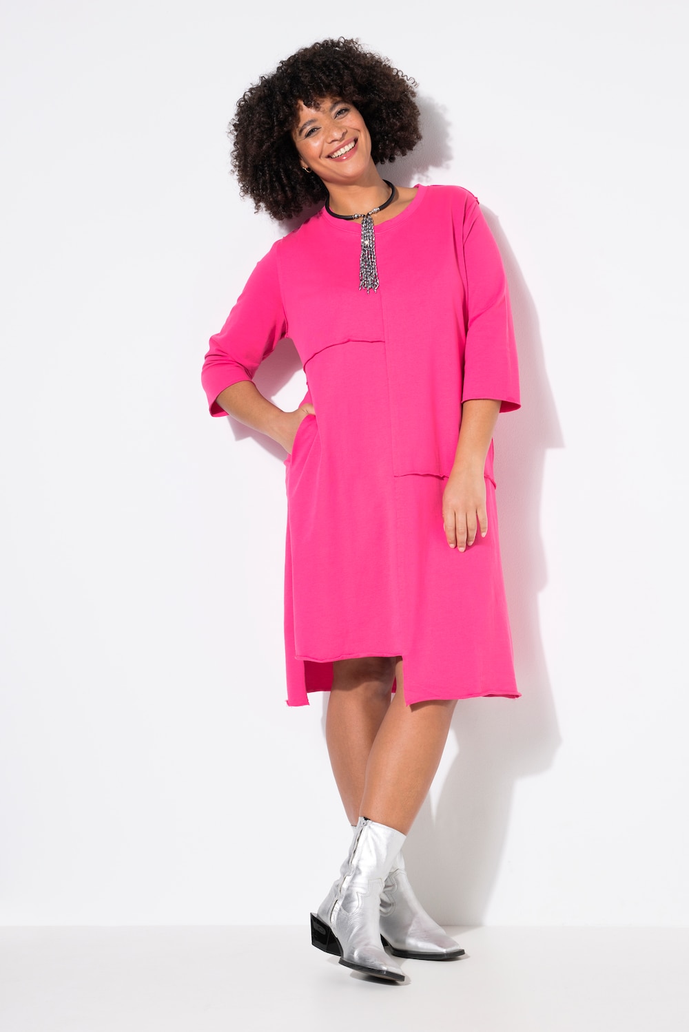 Sweatjurk, open randen, 3/4-mouw