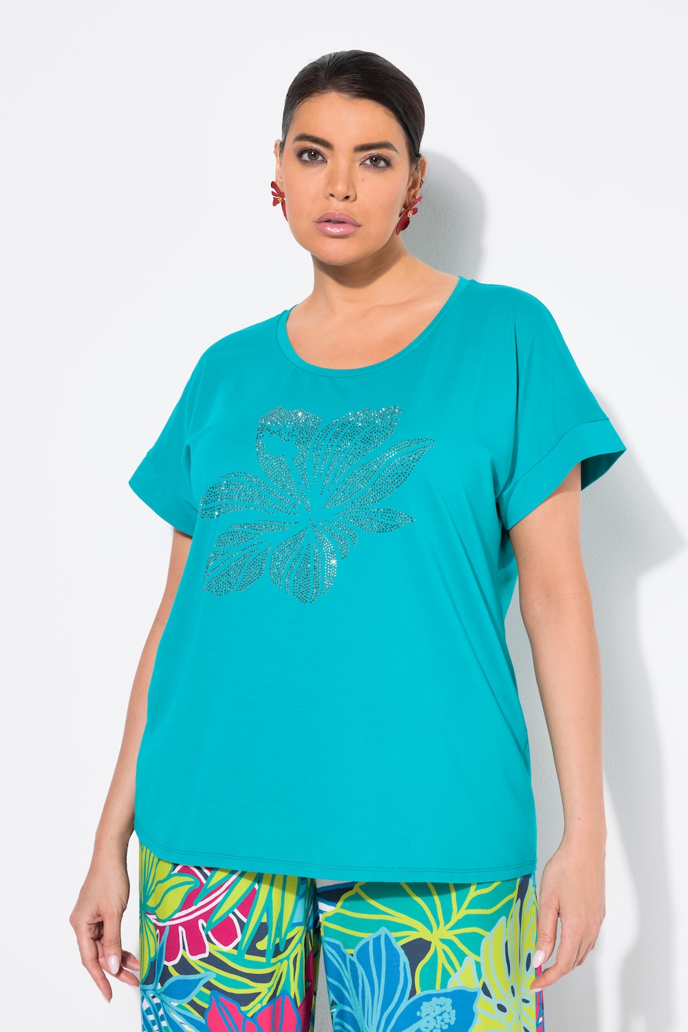 Große Größen T-Shirt, Damen, türkis, Größe: 58/60, Baumwolle, Ulla Popken