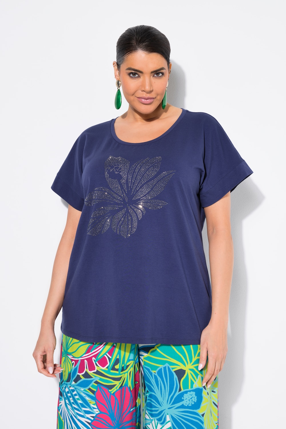 Große Größen T-Shirt, Damen, blau, Größe: 54/56, Baumwolle, Ulla Popken
