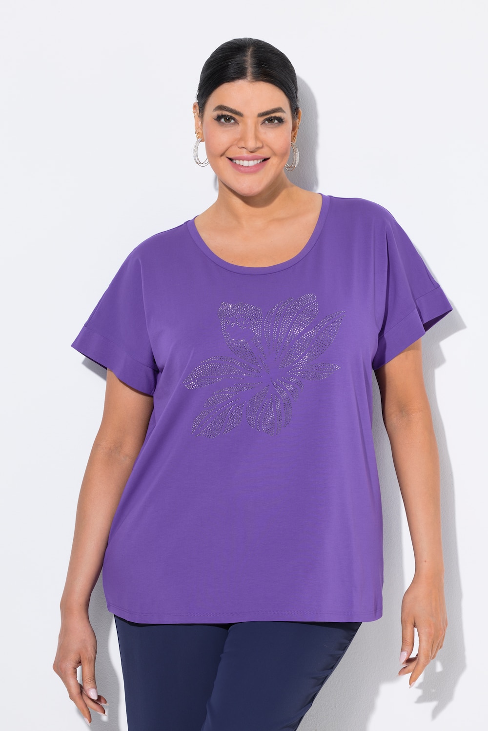 Große Größen T-Shirt, Damen, lila, Größe: 46/48, Baumwolle, Ulla Popken