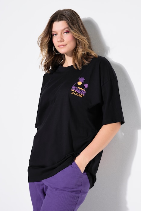 T-shirt, oversized, print bagpå.