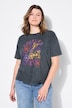 T-shirt oversize, imprimé, délavage acid washed