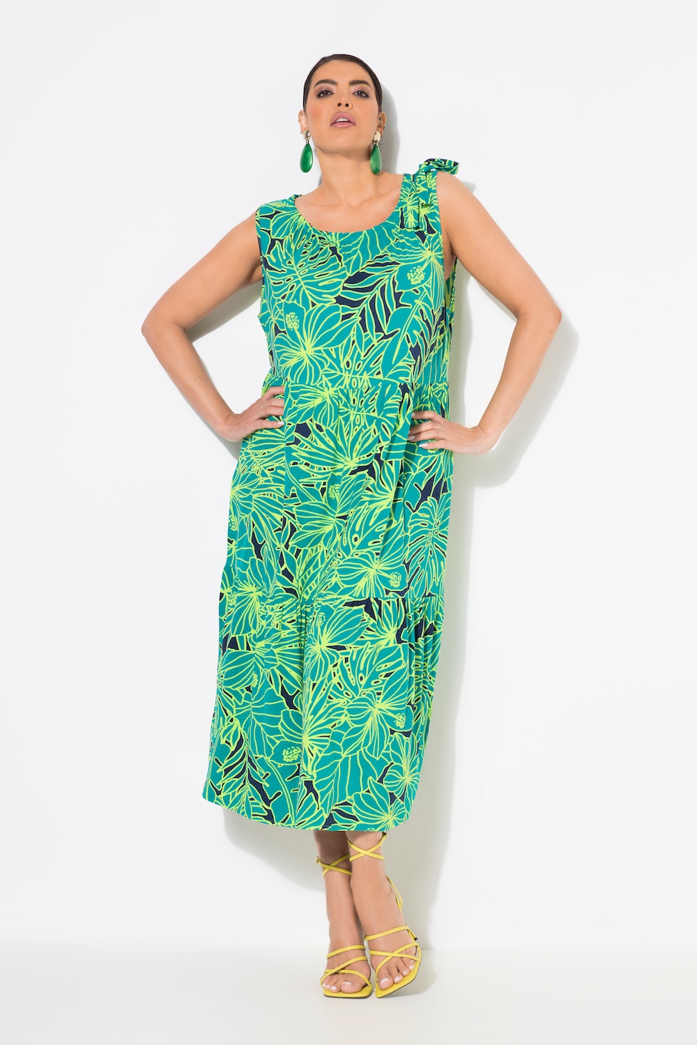 Thumbnail - Große Größen Jersey-Midikleid, Damen, türkis, Größe: 50/52, Viskose, Ulla Popken