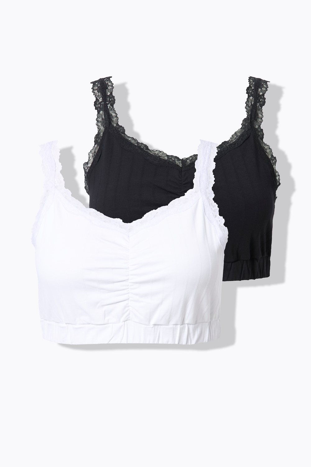 Bustiers, set van 2, kanten randen, ajourtricot