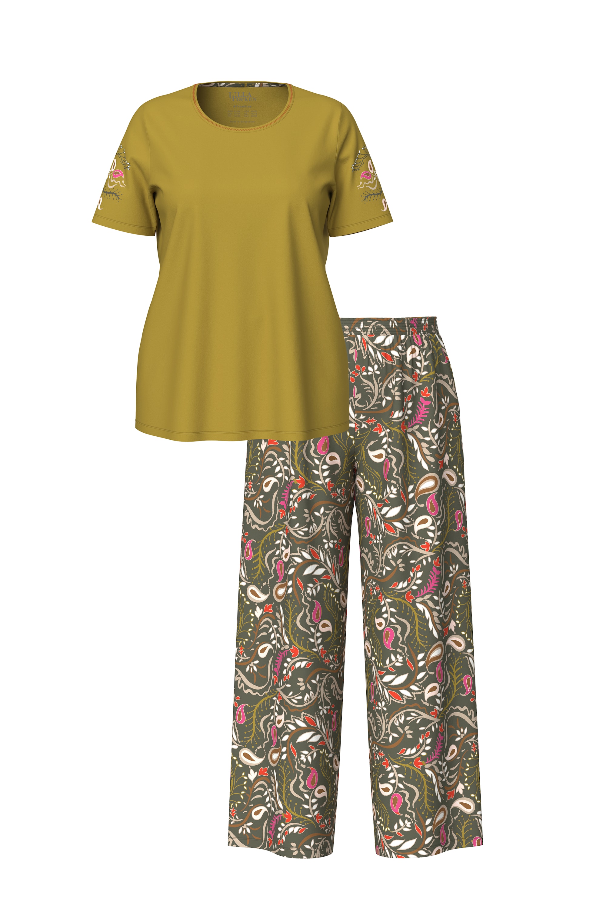 Ulla Popken Damen große Größen Pyjama Paisleymuster Rundhals Halbarm 839182